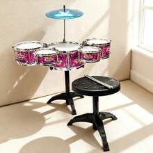 Musical Instrument, Suitable For Beginners And Drumming Enthusiasts, Drum Set Model, Percussion Instrument, Toy Drum Set, Musical Toy, Gift For Boys And Girls, Birthday Gift, Entertainment Instrument, Yellow, Black, Pink - Multicolor - View 13