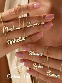 1Pc Custom Name Necklace For Women Personalised Cursive Letter Pendant Stainless Steel Jewelry Men Chain Choker Collar - Yellow Gold - View 3