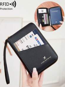 FOREVER MIYIN 1 Pc RFID Blocking Zipper Passport Holder With Wrist Strap, Multi Slot Travel Document Wallet For Flight Vacation Daily Carry Unisex - Multicolor - View 20