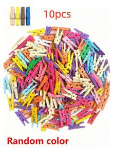 10/40/80pcs Colorful Wooden Clothespins, Rainbow Decorative Mini Wooden Clips; Can Be Paired With Nails To Fix Photos, Paintings, Both For Hanging Clothes And DIY Decoration; Suitable For Girls' Theme Parties, Gender Reveal Party Gifts, Home Dorm Storage Multi-Purpose Photo Clips. - Random Color - View 9
