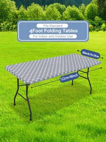 6ft Bohemian Style Rectangle Printed Fabric Tablecloth, Elastic Fitted Table Cloth For Table, Washable Polyester Table Cover For Outdoor, Picnic, Camping And Indoor For Birthday Wedding Party Supplies - Multicolor - View 29