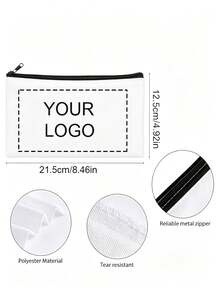 1/10/20/30/50pcs Customized Pattern White Zipper Makeup Bag, Bridesmaid Makeup Bag, Customizable Photo Print Canvas Makeup Bag, Travel Essential - Multicolor - View 6