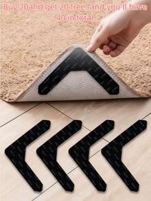 1pc 20pcs 40pcs Black Carpet Non-Slip Grip Pads, Rug Mat Anti-Slip Fixer, Bed Sheet Anti-Slip Fixing Pad, Reusable Rubber Pad, Suitable For Carpet, Bed Sheet, Wooden Floor - Black - View 10
