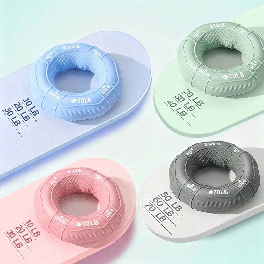 Hexagonal Silicone Grip Strengthener, Grip Ring, Finger Strength Trainer, Men's Professional Muscle Strengthening Fitness Equipment, Multi-Function Hand Grip Exerciser, Wrist Expander, Gym Training, Hand Gripper, 3 Resistance Levels - Multicolor - View 1
