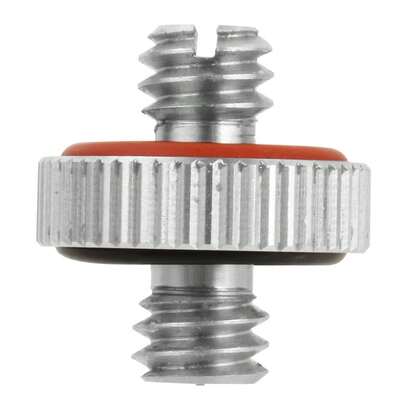 CNC Stainless Steel 304 1/4" To 1/4" Male Thread Screw Adapter Dual-Head Bolt With Anti-Loosening Rubber Pads (Screw Size 1/4-20*6mm, Outer Dimensions D15L16mm) Tripod Screw Converter With Flat-Head Reinforcement Slot, Suitable For DSLR Camera, Video Camera, Tripod, Monitor, Fill Light, Microphone