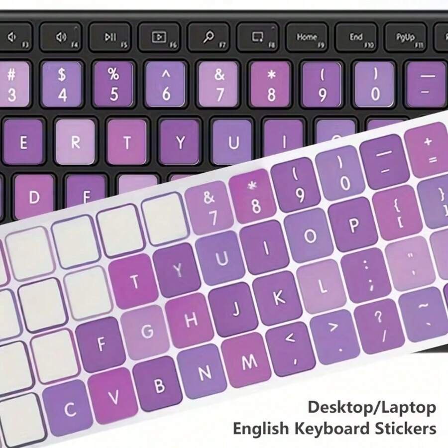English Keyboard Stickers Russian Korean Key Stickers Colorful Stickers Purple Desktop Computer Universal Laptop Key Stickers Back To School Supplies - Keyboard Stickers - View 1