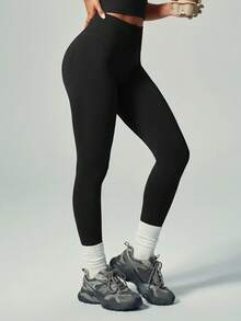 UONNOU 2Pcs High Waist Peach Butt Lifting Ribbed Seamless Workout Shorts & Leggings Active Set - Black - View 11