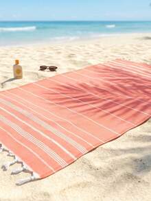Simi Peshtemal, Turkish Peshtemal, 90x180 Cm Beach Peshtemal, Turkish Peshtemal, Fouta Towels - Orange - View 5