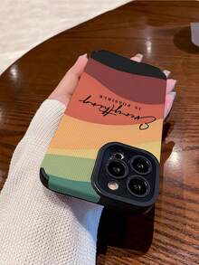 1件字母與標語圖案人造皮革紋理柔軟手機殼，相容於 Apple 和 - 彩色 - 查看 4