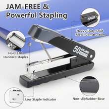 Heavy Duty Stapler, 50 Sheet Full Strip Stapler, Anti-Jam Non-Slip With 5000pcs 26/6 Staples And 1000pcs 23/8 Staples, Staple Remover, For Home, Office, And Classroom, Black - Black - View 4
