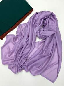 1 pieza Pañuelo musulmán de borde ancho de doble cara, casual, cómodo, versátil, de unicolor, delgado, transpirable, suave, para uso diario, vacaciones y viajes, envoltura para la cabeza, primavera y verano, nuevo pañuelo para mujer - Multicolor - Ver 20