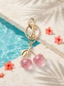 1pc Unique Cherry Keychain With Shiny Resin Pendant, Suitable For Women's Wallets And Bags, Bag Charm, Travel And Portable Use - Multicolor - View 8