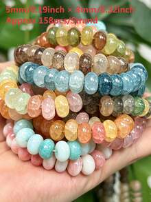1 Strand Approx. 158pcs 5x8mm Glass Faux Natural Stone Cracked Effect Multicolor Round Beads Loose Beads For Jewelry Making DIY Necklace Bracelet Earrings Accessories Women Gift - DIY Bead Kit - View 11