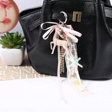 1Pc Cute Deer Keychain Lace Ribbon Beaded Tassel Floral Pendant Back To School Halloween Women Backpack Car Key Charm Gift - Multicolor - View 7
