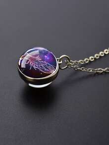 1pc 12 Zodiac Constellation Necklace, Starry Night Glow Glass Ball Pendant Necklace, Suitable For Men And Women, Birthday Gift - Silver - View 20