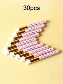 30pcs Solid Pink Eyelash Cleaning Brushes, Multi-Functional Deep Pore Cleaning Brushes For Nose, Used For Facial Cleansing, Blackhead Removal, Home Bedroom Daily Skincare Cleaning Tool, Ideal Gift For Friends - Multicolor - View 11