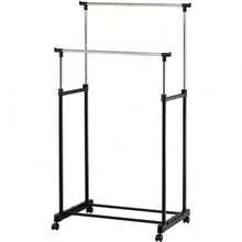 Heavy Duty Metal Dual Rail Clothes Garment Hanging Rack Shelf Display Stand UK - Black - View 3