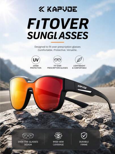 KAPVOE Gafas de moda de marco cuadrado oversize versátiles y sencillas, gafas de moda que se ajustan sobre gafas para miopes, para hombres y mujeres, para uso al aire libre, fiestas, vacaciones, viajes, conducción, accesorios fotográficos