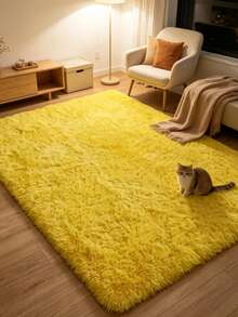 1 Stück flauschiger rechteckiger gelber Plüschteppich, weich & bequem, im Ins-Stil, geeignet für Wohnzimmer, Küche, Schlafzimmer, Badezimmer - Gelb - Übersicht 2