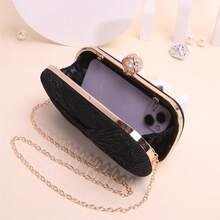 Women's Solid Color Elegant Mini Pleated Evening Bag - Black - View 4