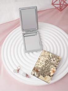1PC Millennium Y2K Series Portable Vanity Mirror, Foldable Lightweight Ultra-Thin Convenient Hand Mirror, PU Leather, Suitable For Multiple Scenarios And All People, Rectangular Small Mirror For Carrying - Multicolor - View 2