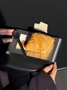 1pc Ins Style Stainless Steel Plate, Premium Cafe Bread Plate, Exquisite Afternoon Tea Dessert Plate, Afternoon Tea Platter - Multicolor - View 5