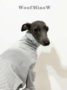 Pet Clothes Fashion Striped Fleece Suitable For Italian Greyhound Whippet Soft Comfortable Dog Autumn/Winter Four-Legged Jumpsuit - Black and White - View 3