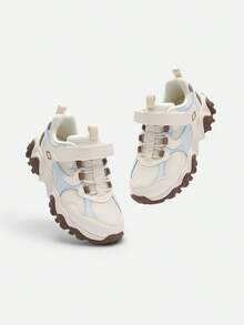 Balabala Girls' Thick Sole Platform Sneakers, Breathable Mesh Anti-Slip Casual Running Shoes - White and Blue - View 5