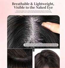 Real Human Hair 12 Inches Invisible Swiss Net Hair Piece Straight Topper Volume Enhancer Hidden Crown Extension For Thinning Hair Clip-In For Women - Light Brown - View 5