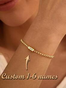 Custom Name Bracelet, Mutiple Engrave Letter Bracelet, Personalized Name Charm Bracelet, Gift For Men, Gold Bracelet, Christmas Gift For Her - Multicolor 2 - View 2