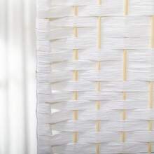 4 Panel Room Divider, 5.6 Ft Folding Privacy Screen, Wave Fiber Freestanding Partition, Modern Decorative Wall Separator For Living Room, Bedroom, Office, White-XY846578 - 1 - View 5