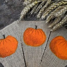 1 Set Autumn Harvest Felt Banner Decor Storage Bag, Multi-Color Layered Felt Bunting Garland, Natural Jute Rope Design, Rustic Kitchen Wall & Indoor Farmhouse Autumn Decorative Accessories - Pumpkin - View 6