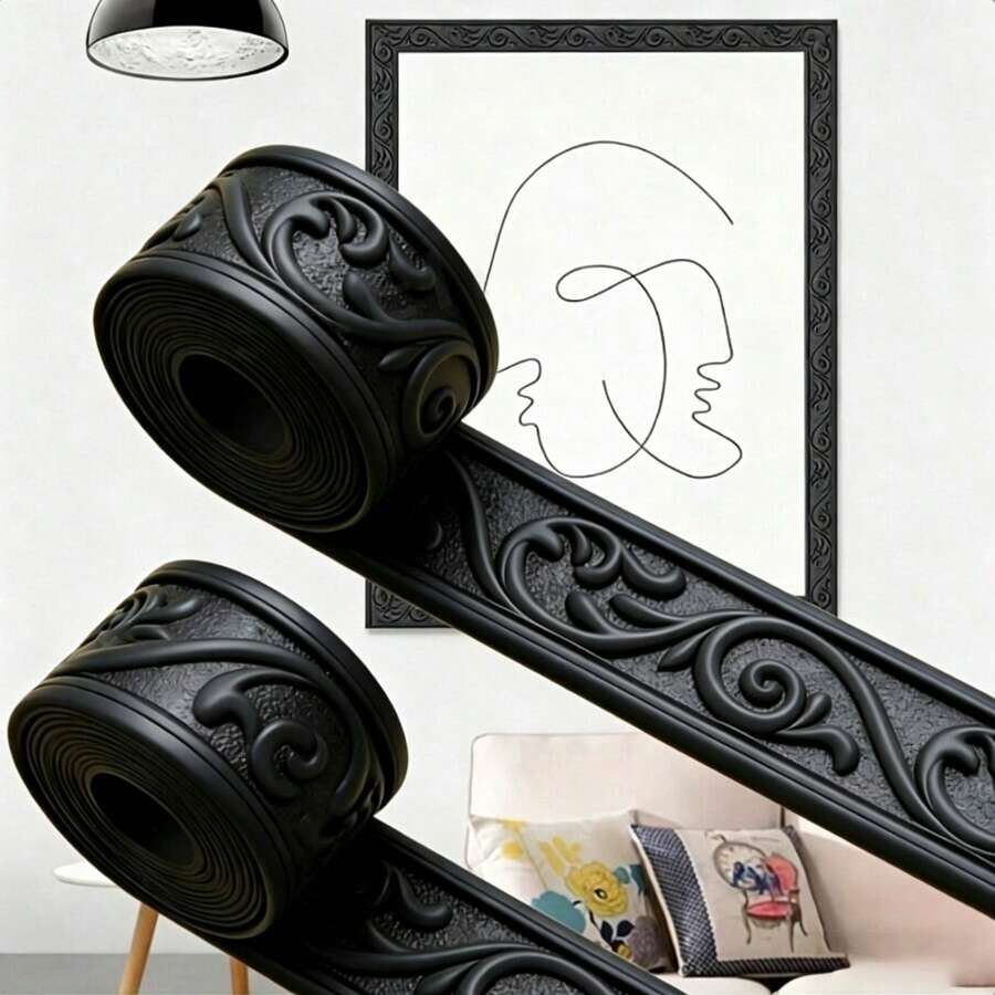 3D Embossed Flexible Foam Wall Sticker, Self-Adhesive Backing Decorative, Decorative Wallpaper Border, Wall Decoration, Self-Adhesive Wall Sticker, Baseboard Decoration, Suitable For Bedroom Corner, Wall, Maintenance Decoration, Home Decor - A - View 1