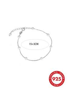 1 Stück S925 Sterling Silber französischer Stil Perlenarmband, elegantes Design mit ästhetischem Flair, vielseitiges Handgelenkaccessoire für Lässig, Einkaufen, Party, Reisen, geeignet als Geschenk für beste Freunde, exquisites zeitloses Nischenprodukt für den täglichen Gebrauch, Urlaubsgeschenk - Perle - Übersicht 8