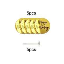 5件/10件/20件/40件圓形壓克力生日快樂杯子蛋糕裝飾插牌，生日派對甜點烘焙蛋糕裝飾用品 - 彩色 - 查看 11