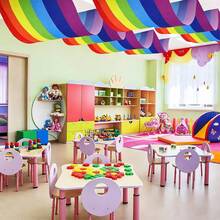 AFYPRTY 1pc Colorful Rainbow Polyester Ceiling Decorative Swags Lightweight Reusable Fabric Drapes For School Hallway Wedding Birthday Party Decoration - Style 1 - View 9