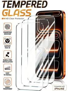 3 Packs - Transparent High-Definition Tempered Glass Screen Protector, Compatible With IPhone 17 16, 16 Plus, 17 Pro Max, 16 Pro Max, 15 Pro Max, 14 Pro Max, 13 Pro Max, 12 And 11. 9H+ Hardness, Easy Installation, Phone Accessories, Compatible With Phone Cases. - Clear - View 21