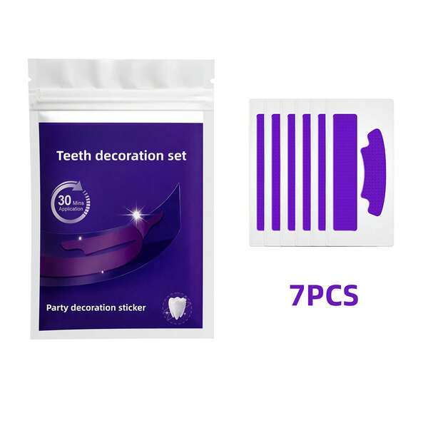 Ensemble de 7 autocollants de décoration de dents, doux et non irritants, décoration de fête, costume de vacances, convient pour plusieurs fêtes