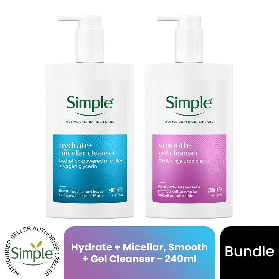 Simple Smooth+ Gel Facial Cleanse + Hydrate+ Micellar Cleanser Duo - Hydrating - View 1