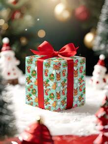 2/1 Roll Of Christmas Gift Wrapping Paper Featuring A Pattern Of Capybaras Wearing Santa Hats And Reindeer Antlers; Dimensions: 43 Cm X 300 Cm; Suitable For Wrapping Christmas Gifts, Christmas Party Decorations, And Holiday Gift-Giving. - A - View 7