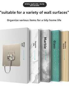 Heavy Duty Large Adhesive Hooks, Strong No-Drill Back Adhesive, No Damage To Cabinets And Walls. Stable Load-Bearing, Suitable For Hanging And Organizing Various Kitchen Utensils And Cleaning Tools, Sturdy Metal Structure, Easy Installation Without Residue, Tidy Countertop Space, Convenient Home Storage - View 5
