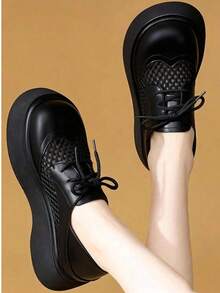 Thick Sole Loafers, New Arrival Shoes, Height Increasing For Petite, Casual Shoes - Black - View 2