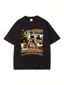 Camiseta Gráfica del Rapero Eladio Carrión, Estilo Casual Holgado para Hombres y Mujeres, Camisetas de Manga Corta Estilo Hip Hop - Negro - Ver 7
