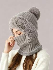 Knitted Beanie - Windproof & Warm Ear Protection, With Hooded Scarf, Breathable & Moisture-Wicking, Essential For Outdoor Cycling, Suitable For Cold Weather, Halloween, Winter And Autumn - Multicolor - View 7