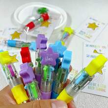 24/48pcs Star-Shaped Colorful Ballpoint Pen & Encouragement Card Set, Multi-Item Party Favor, Set Includes 12pcs 4-In-1 Function & Cards And 12pcs Star Pens, Suitable For School Activities & Birthday Party Gratitude Gifts, Thank You Gifts & Rewards - Multicolor - View 6