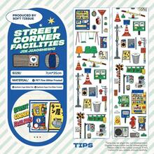 35cm/Loop Cute Japanese Retro Street Corner Facility Glitter PET Die-Cut Sticker For DIY Goo Card Journal Scrapbooking Photo Card Supply - Black - View 6