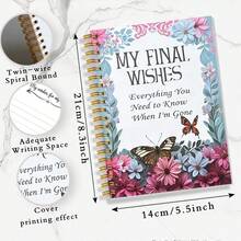 DANPERJI 1pc A5 Pastel Floral Butterfly Print My Final Wishes Planner Journal, For Recording Personal Records, Important Contacts & Insurance Information, Family Legacy & End-Of-Life Details Organization, Preprinted Multi-Topic Legal & Personal Info Inner Pa - Multicolor - View 2