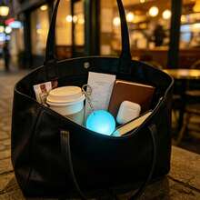 Round Rechargeable Touch Sensor LED Handbag Light, Automatic Dual Mode Portable Wallet Light, Suitable For Dark Bags, Romantic Cute Fashion Keychain Night Light, Women's USB Rechargeable Mini Bag Lighting Accessory, Long Battery Life - 藍色圓形 - 查看 8