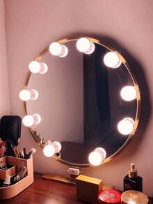 1件 4/6/8/10/12/14 LED 化妝鏡燈,USB供電,3色照明,觸控調光控制,附顏色設定、觸控調光與360°旋轉功能,適合化妝室、更衣室或臥室 - 暖白光 - 查看 3