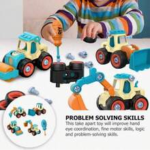 Juego de juguetes de vehículos de ingeniería DIY para niños, desmontable y ensamblable, juguete educativo de ensamblaje con tornillos para desarrollar la habilidad manual y el pensamiento lógico, modelo deslizante desmontable interactivo para padres e hijos, regalo creativo de cumpleaños y fiesta para niños de 3 a 12 años - Multicolor - Ver 3